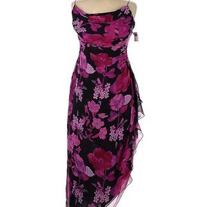 Von Maur Kay Unger Black and Pink Floral Flowy Dress